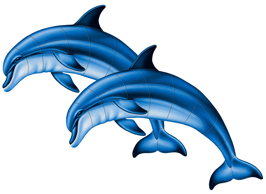 Mosaïque Piscine Dauphin Bleu - Céramique - 40x51 Pouces - Artistry In Mosaics