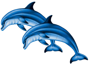 Bottlenose Dolphin Pair Swimming Pool Mosaic