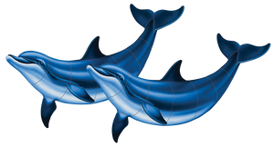 Bottlenose Dolphin Pair Swimming Pool Mosaic