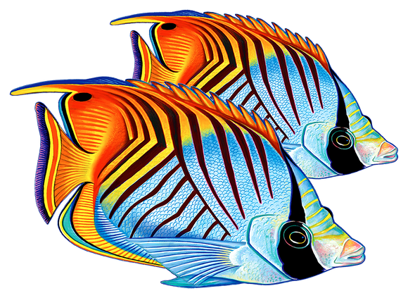 Double Threadfin Butterfly Fish Swimming Pool Mosaic