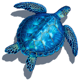 Sea Turtle Shadow Swimming Pool Mosaic Blue