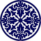 Baroque Flower Medallion Swimming Pool Mosaic Blue