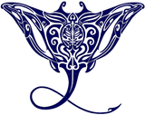 Tribal Manta Ray Swimming Pool Mosaic Blue