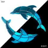 Playful Circle Dolphins Glow in the Dark Swimming Pool Mosaic Left