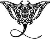 Tribal Manta Ray Swimming Pool Mosaic Black