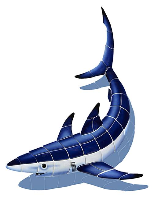 Blue Shark Shadow Swimming Pool Mosaic 
