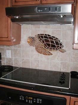 Kitchen Back Splash - Custom Loggerhead Turtle