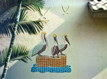 Ceramic Mosaic Pelicans Art