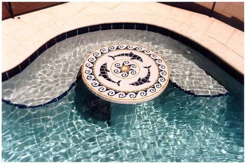 Table Top with Dolphin Medallion