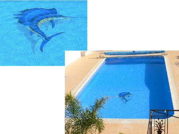 Sailfish installed on the bottom of a pool