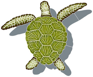 Loggerhead Turtle Shadow Swimming Pool Mosaic - Three Sizes - Three Poses