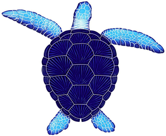 Loggerhead Turtle Swimming Pool Mosaic Blue Large