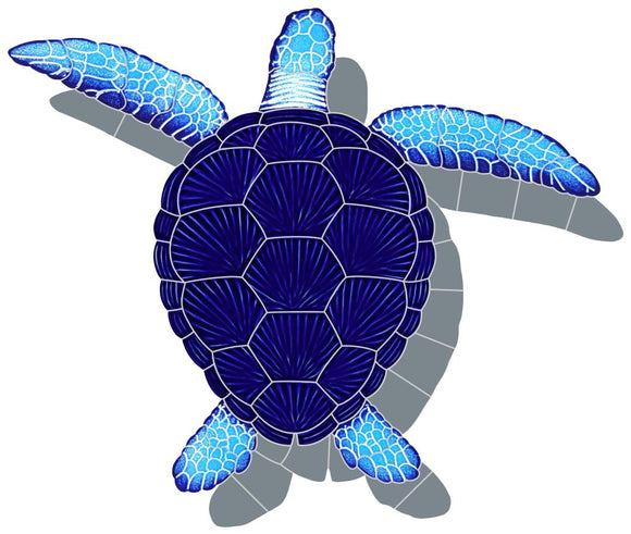Loggerhead Turtle Shadow Swimming Pool Mosaic Blue Large