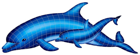 Dolphin Pair Swimming Pool Mosaic