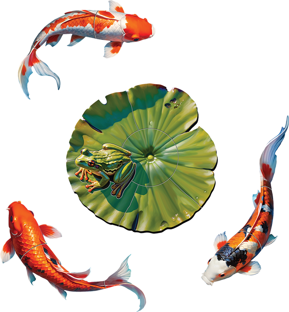 Koi Fish with Frog on Lilly Pad Mosaic