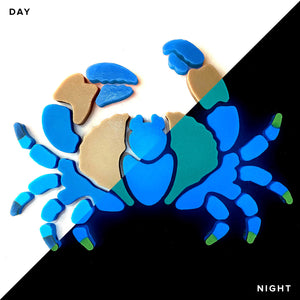 Blue Crab Glow in the Dark Swimming Pool Mosaic