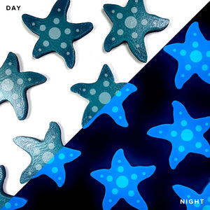 Mini Starfish with Dots Glow in the Dark Swimming Pool Mosaic - 3" - 10 Pack