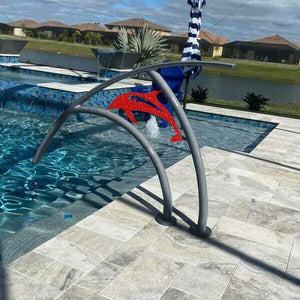 Single Dolphin Swimming Pool Handrails - 70"