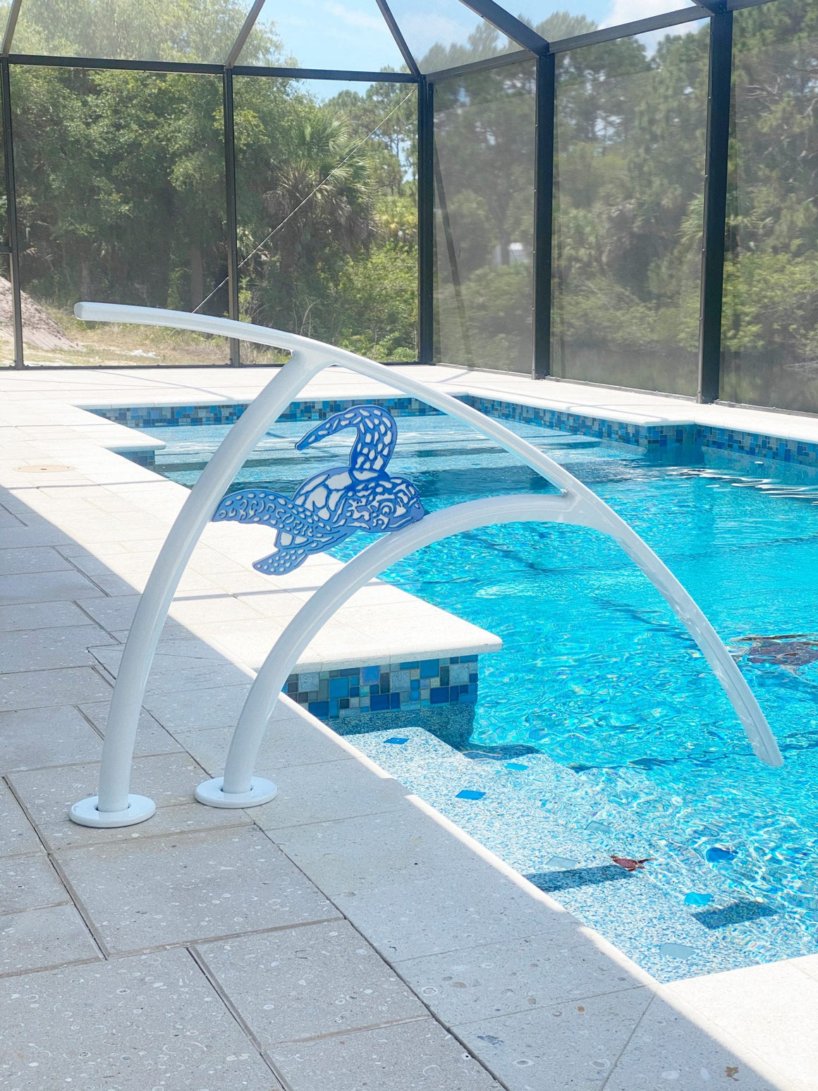 Designer Swimming Pool Handrails – Ceramic Mosaic Art