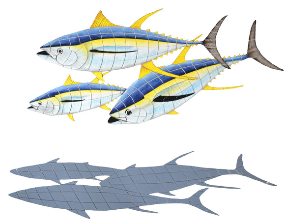 Yellowfin Tuna Shadow Custom Pool Mosaic