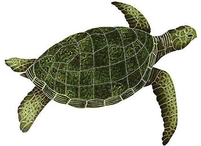 Sea Turtle Swimming pool mosaic tiles Green Side-view | Ceramic pool ...