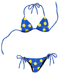 Yellow Polka Dot Bikini Swimming Pool Mosaic Blue
