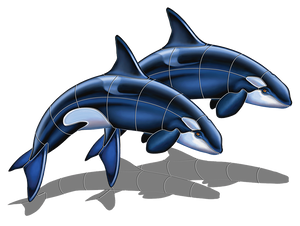 Orca Whale Pair Shadow Swimming Pool Mosaic