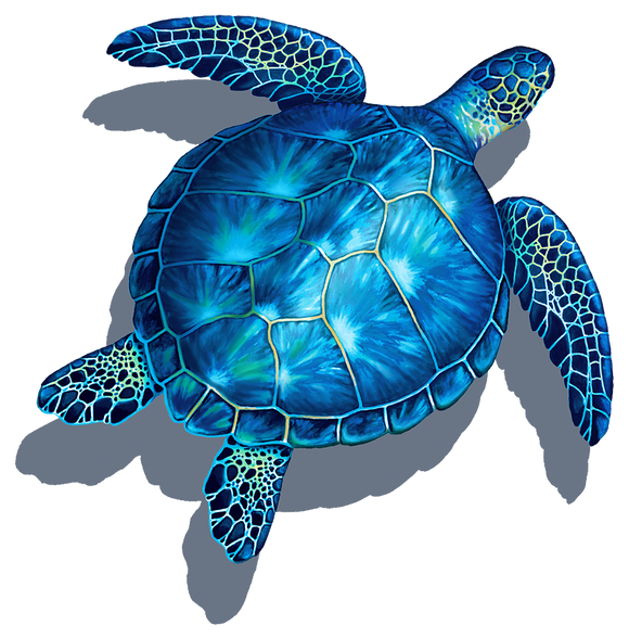 Sea Turtle Shadow Swimming Pool Mosaic Blue