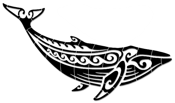 Tribal Humpback Whale Swimming Pool Mosaic Black