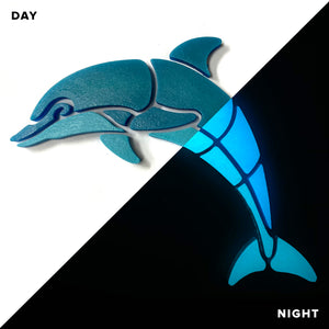 Happy Dolphin  Glow in the Dark Swimming Pool Mosaic Left