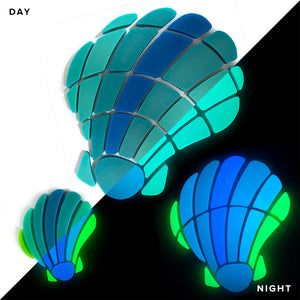 Curved Scallop Shell Glow in the Dark Swimming Pool Mosaic - Family