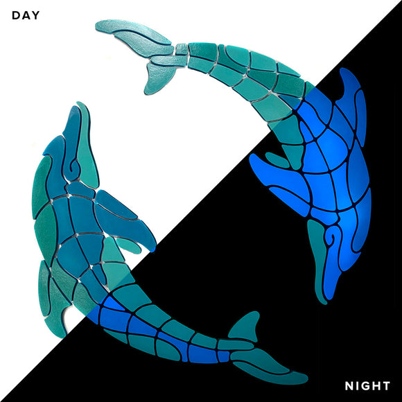 Playful Circle Dolphins Glow in the Dark Swimming Pool Mosaic - Large