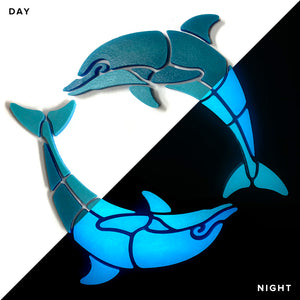 Happy Circle Dolphins Glow in the Dark Swimming Pool Mosaic Left