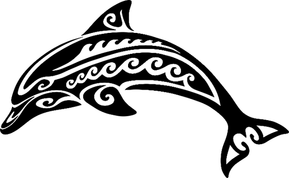 Tribal Dolphin Swimming Pool Mosaic Black