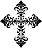 Baroque Cross Swimming Pool Mosaic Black