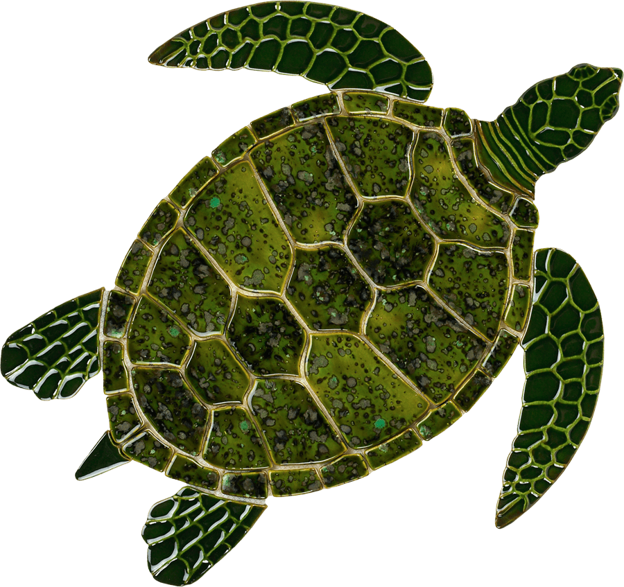 Sea Turtle Swimming pool mosaic tiles Green | Ceramic pool tile ...