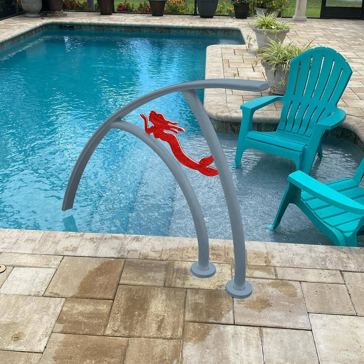 Designer Swimming Pool Handrails – Ceramic Mosaic Art