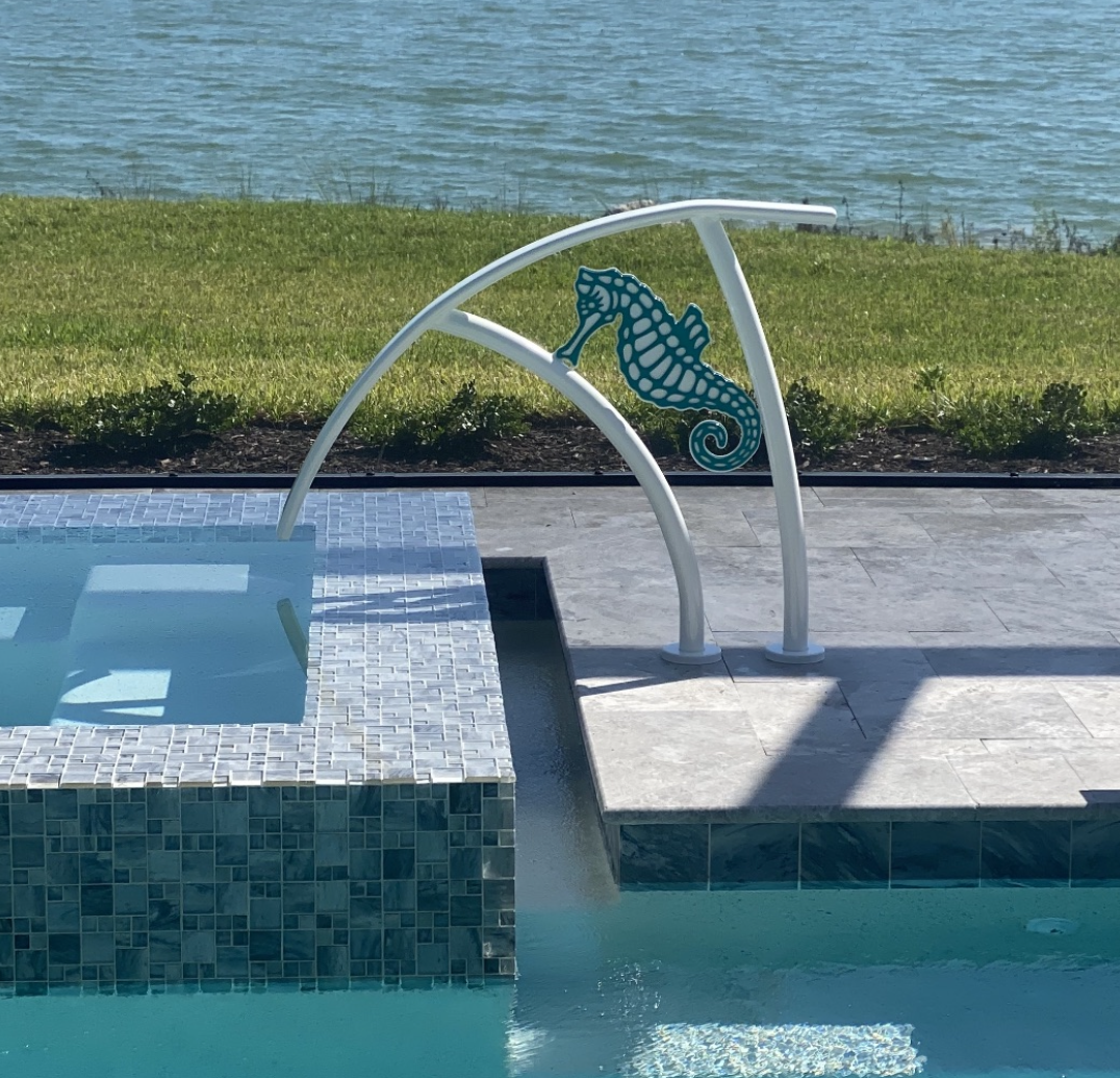 Designer Swimming Pool Handrails – Ceramic Mosaic Art