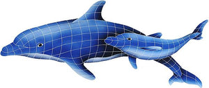 Dolphin with Baby Swimming Pool Mosaic