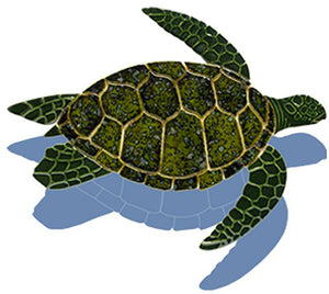 Sea Turtle Swimming Pool Mosaic Shadow